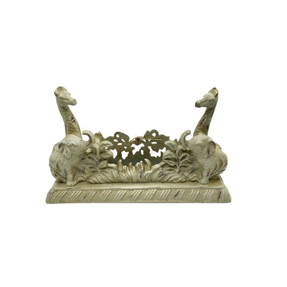 Vintage Cast Iron Giraffe & Elephant Napkin Holder - Picture 2 of 7